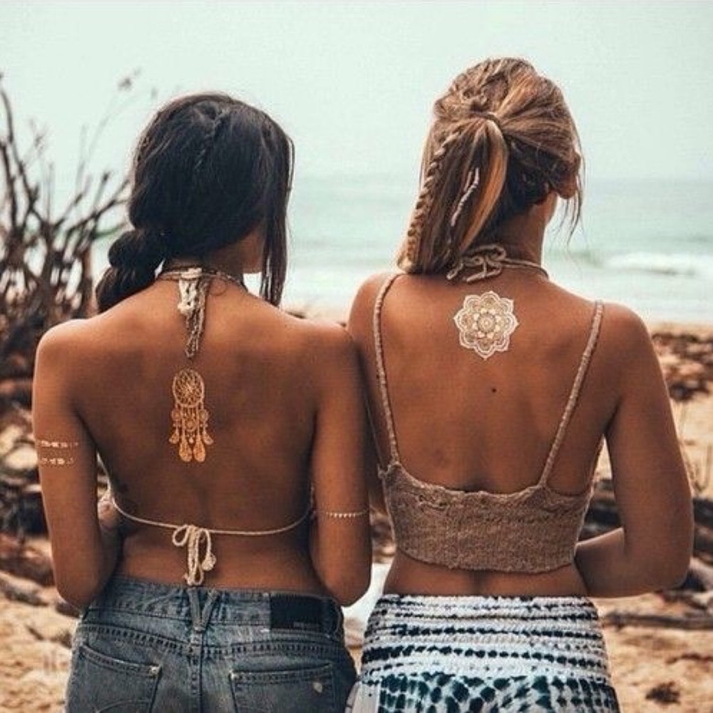 4 Sheets Boho Festival Temporary Metallic Flash Tattoos - Picture 8 of 16